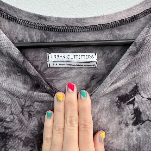 urban outfitters oversized babydoll mini dress s/m black charcoal tie dye - Picture 2 of 4